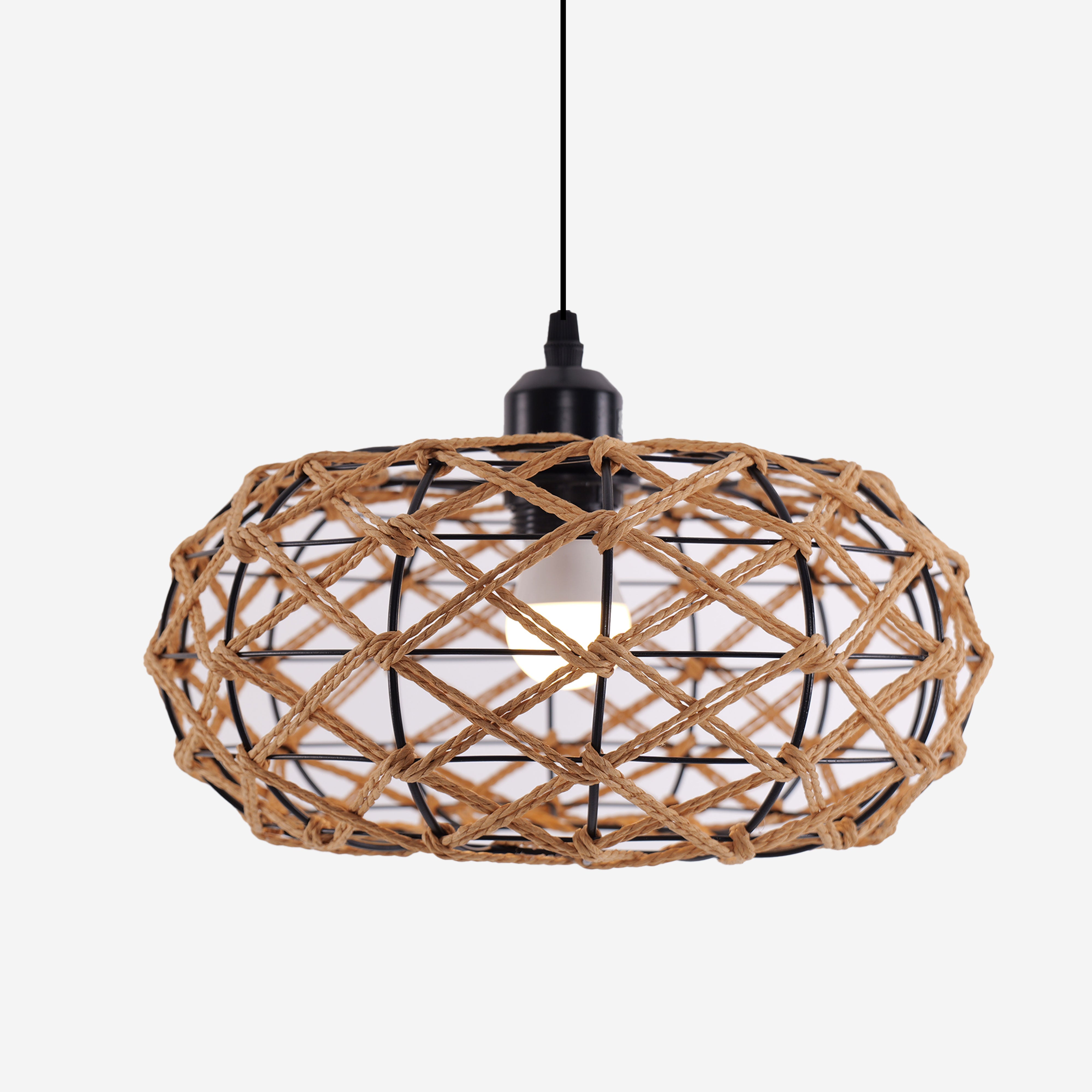 ‍Handwoven Rustic Pendant Lighting with Cozy Natural Design Paper Rope (90% off)