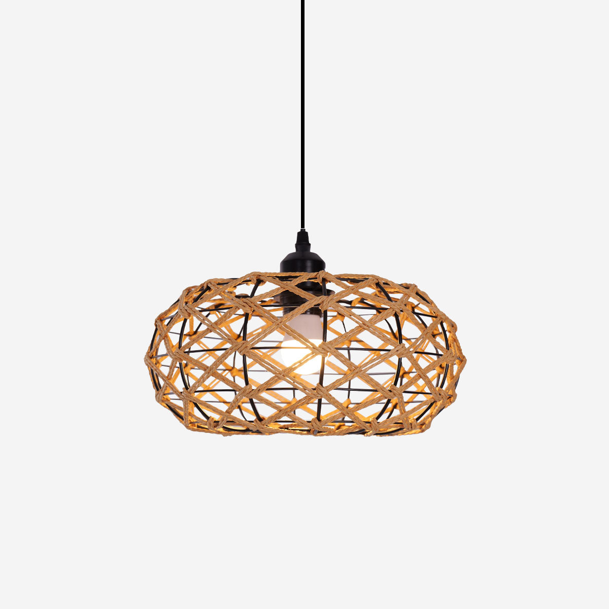 Handwoven Rustic Cozy Natural Design Paper Rope Pendant Light