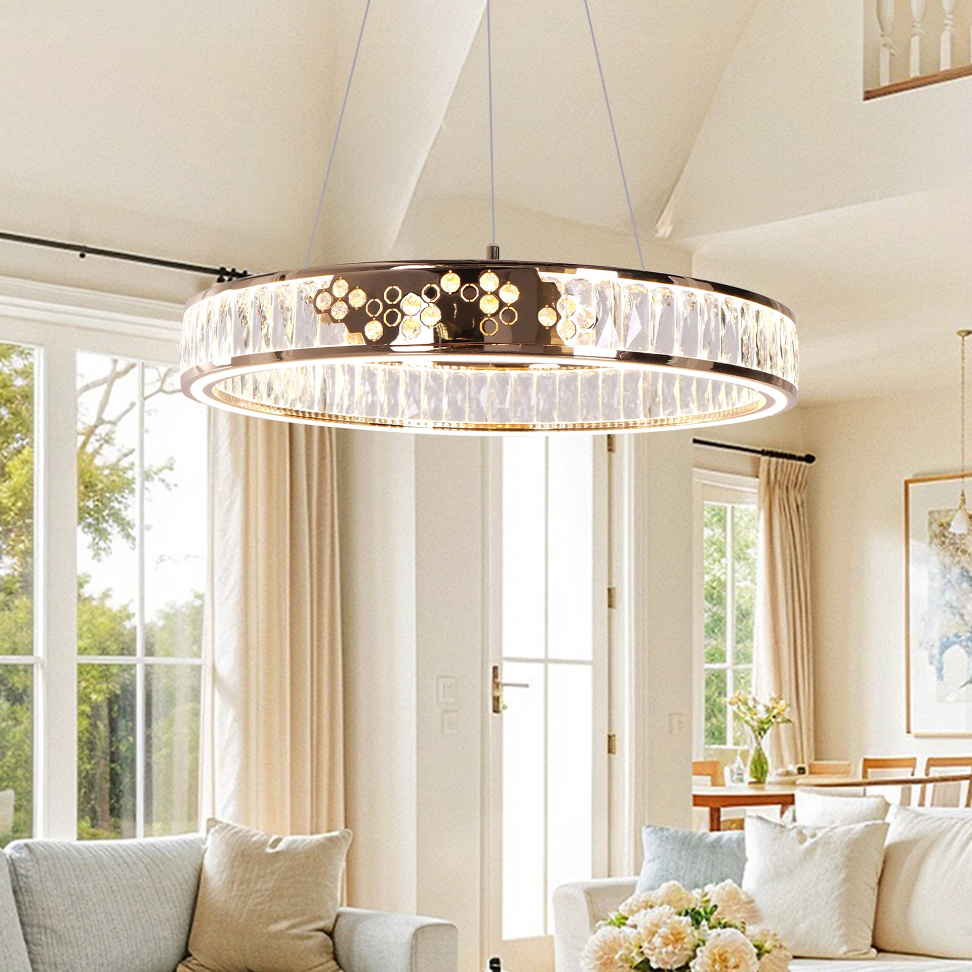 Luxurious Crystal LED Halo Pendant Light