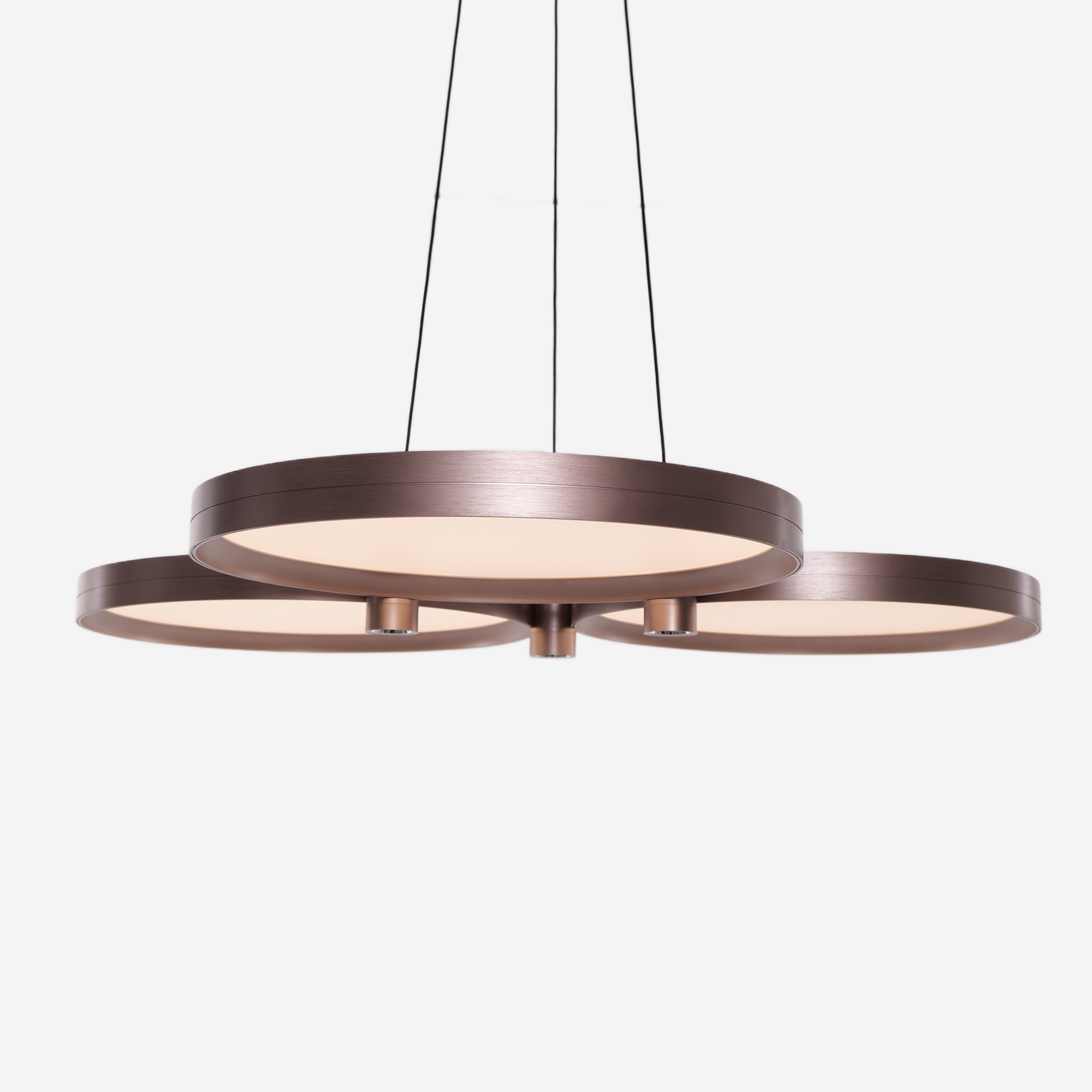 Champagne Gold Triple-Ring Stepless Dimming Pendant Light