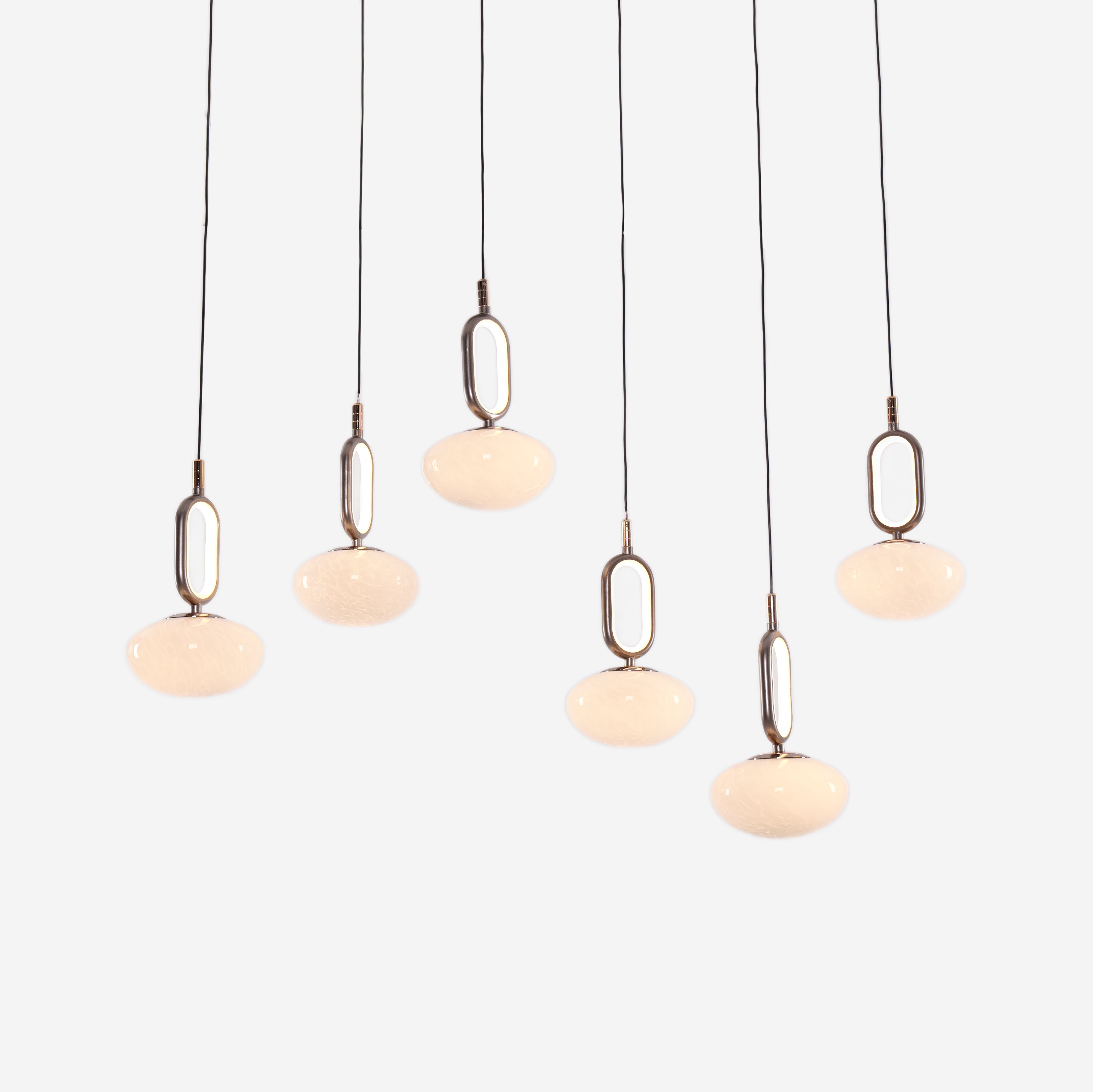 Cloud Glass Pendant Light with Tri-Colour LED and Metal Frame