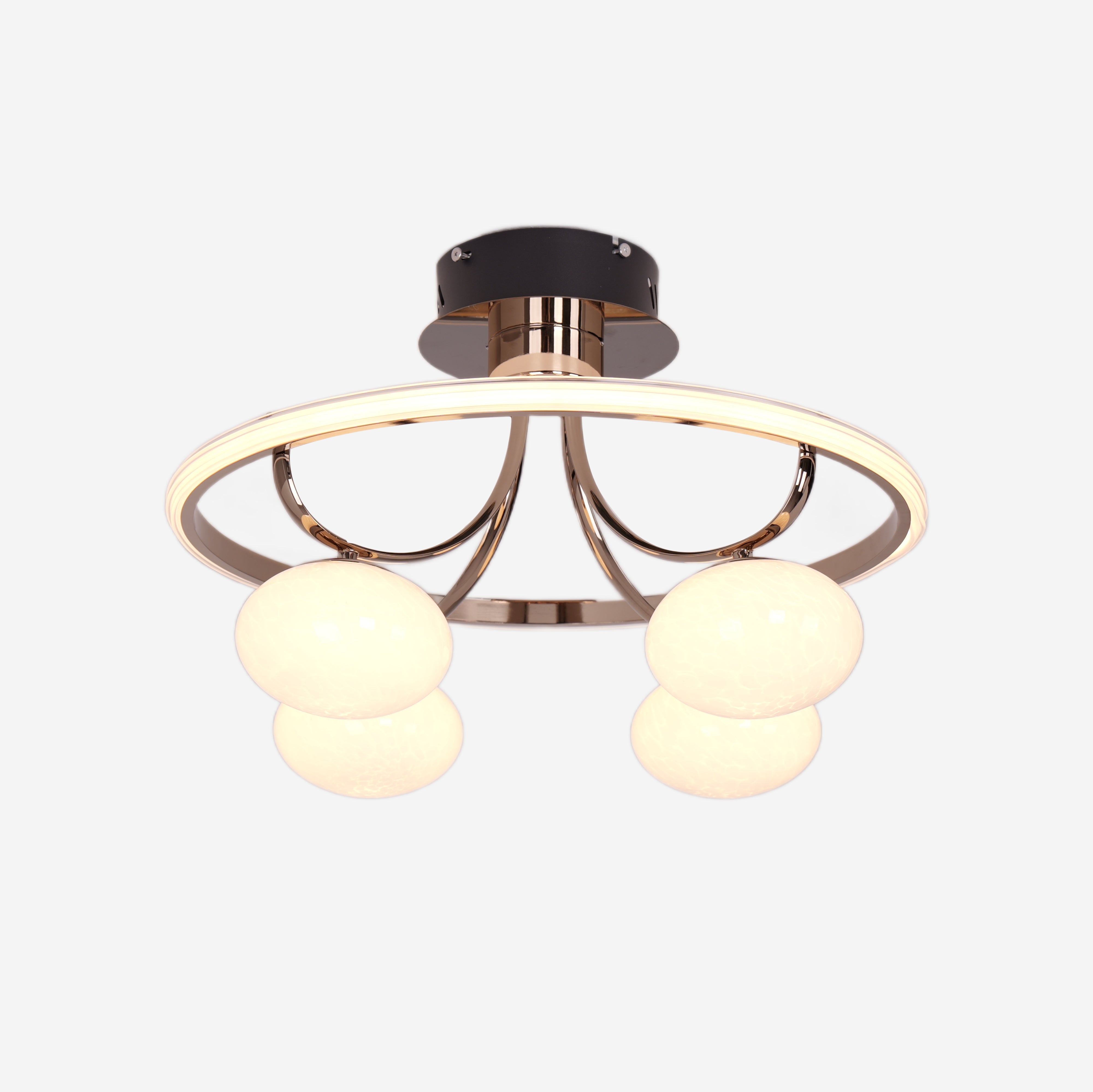 Elegant Circular Ceiling Light with Four Orbs