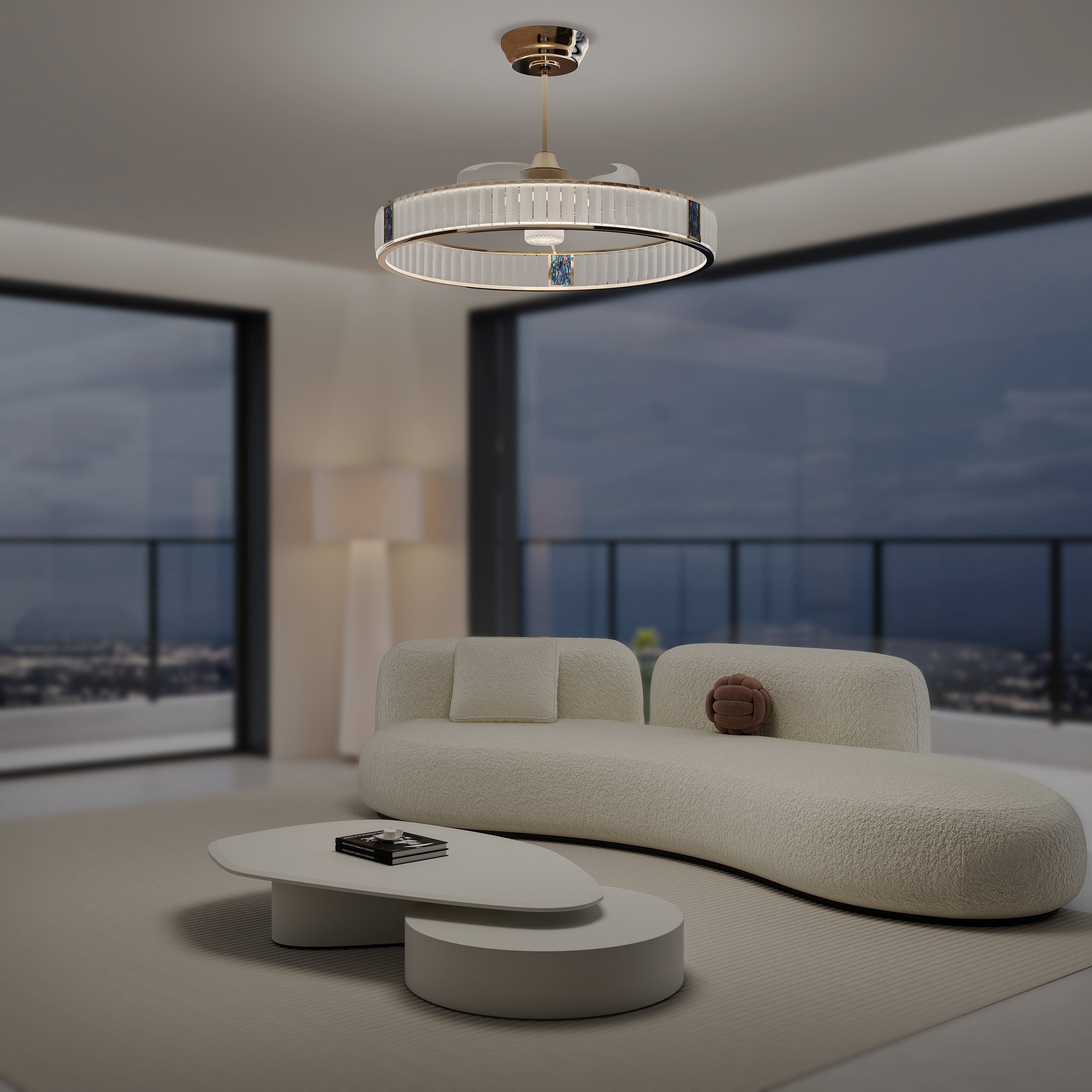 Gold Crystal Ceiling Fan with Light & Remote | 6-Speed Quiet Fan