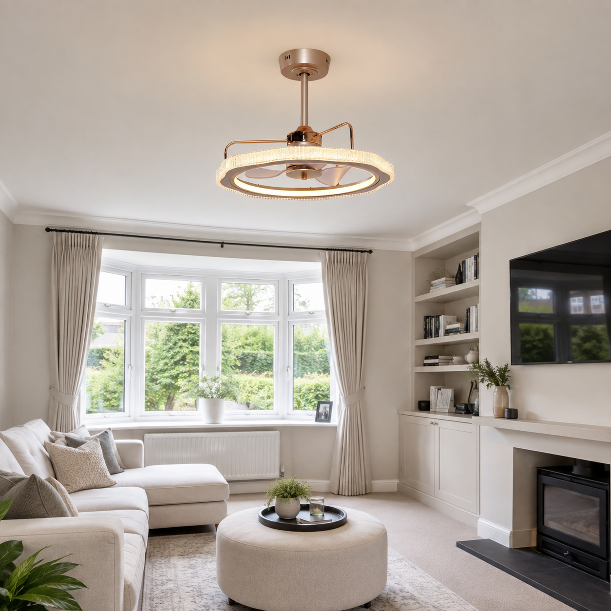 Modern Reversible 3-Blade Metal Ceiling Fan Light with Remote Control