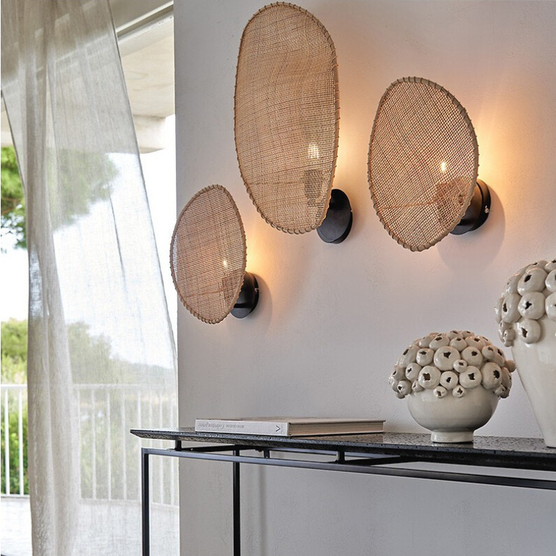 Elegant Creative Rattan Wall Lamp for Living Room Décor