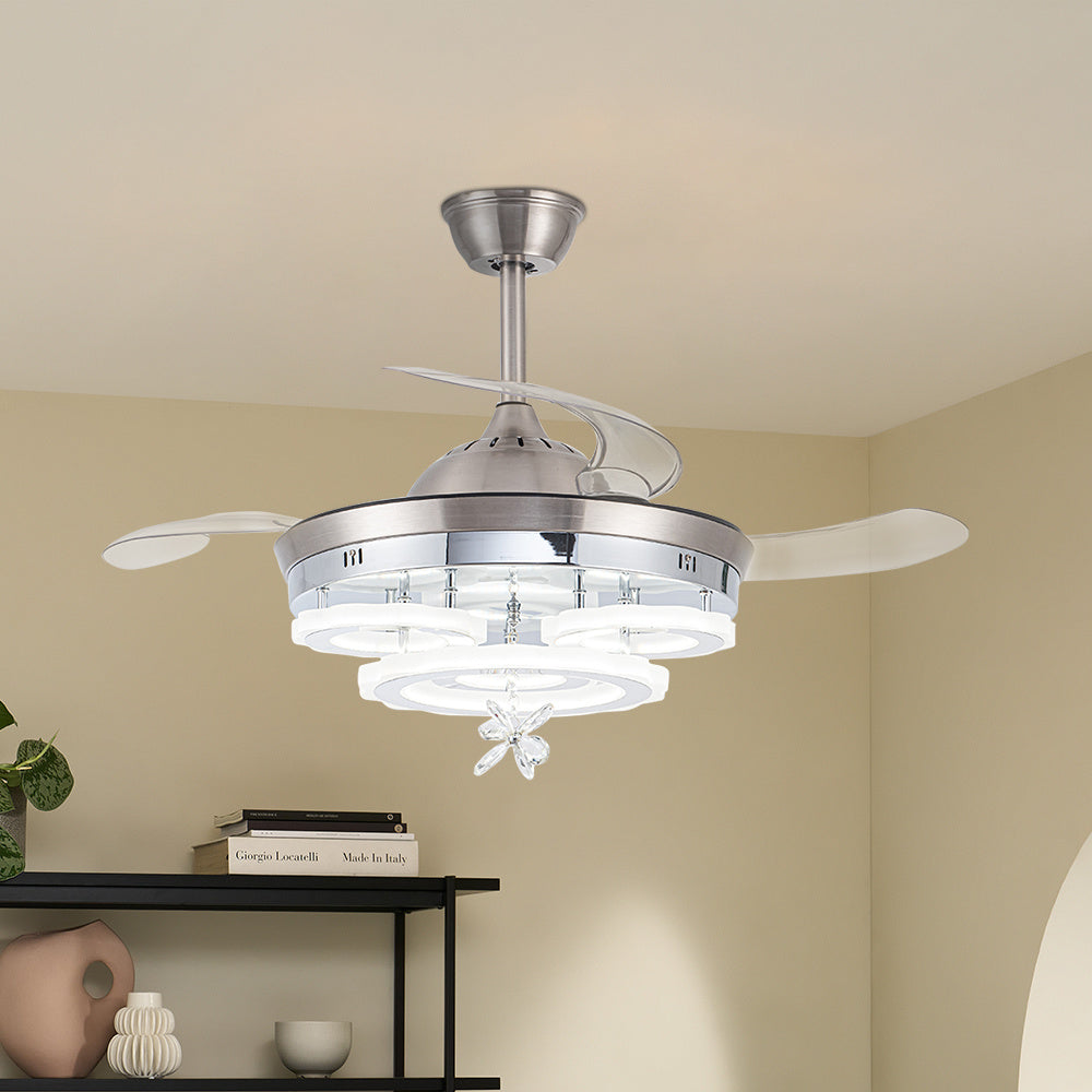 3 Light Changing Acrylic Ceiling Fan for Bedroom Living Room