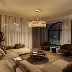 Acrylic Adjustable Colour Temperature Fan Light with Remote & Timer light in a home interior