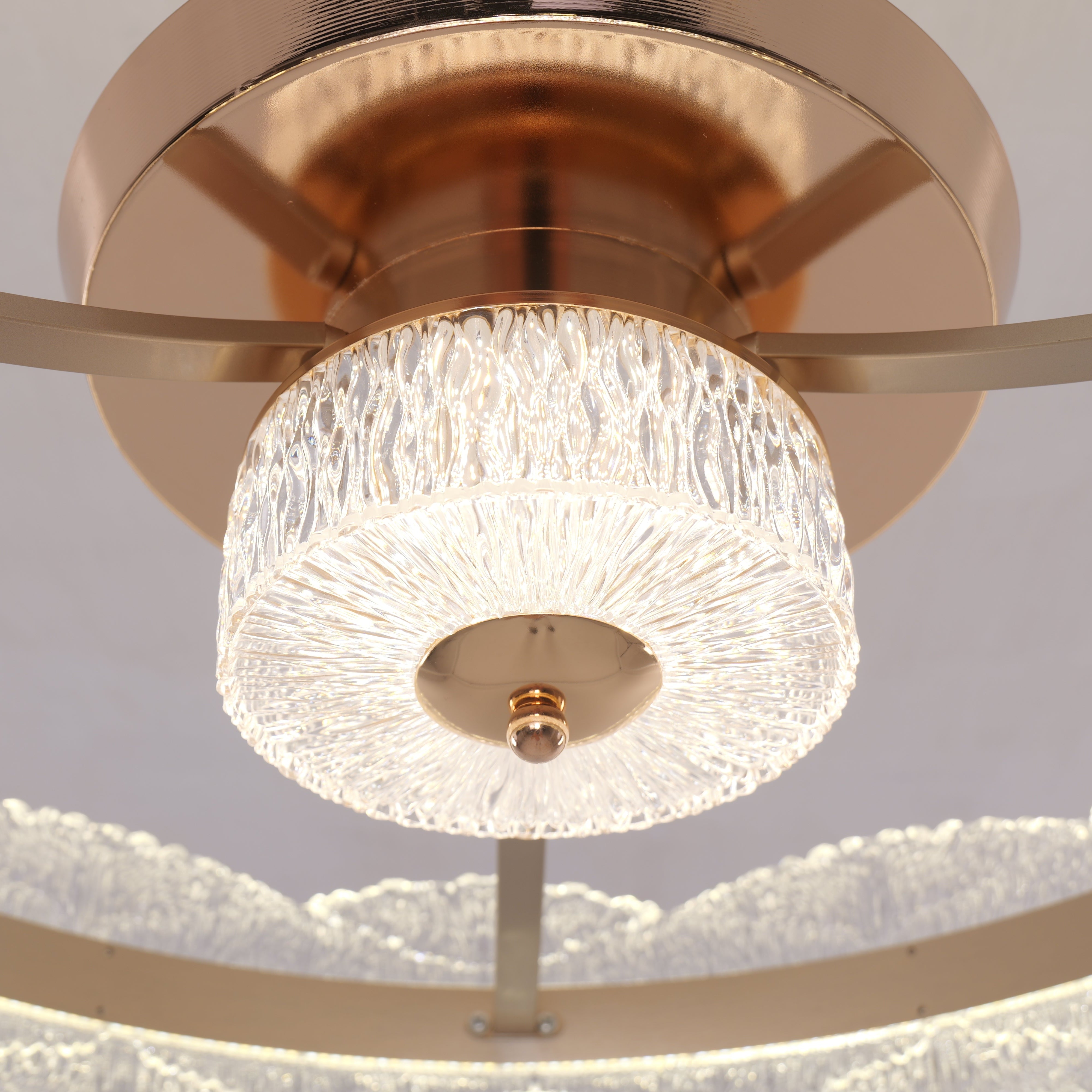 Close-up detail of Acrylic Adjustable Colour Temperature Fan Light with Remote & Timer