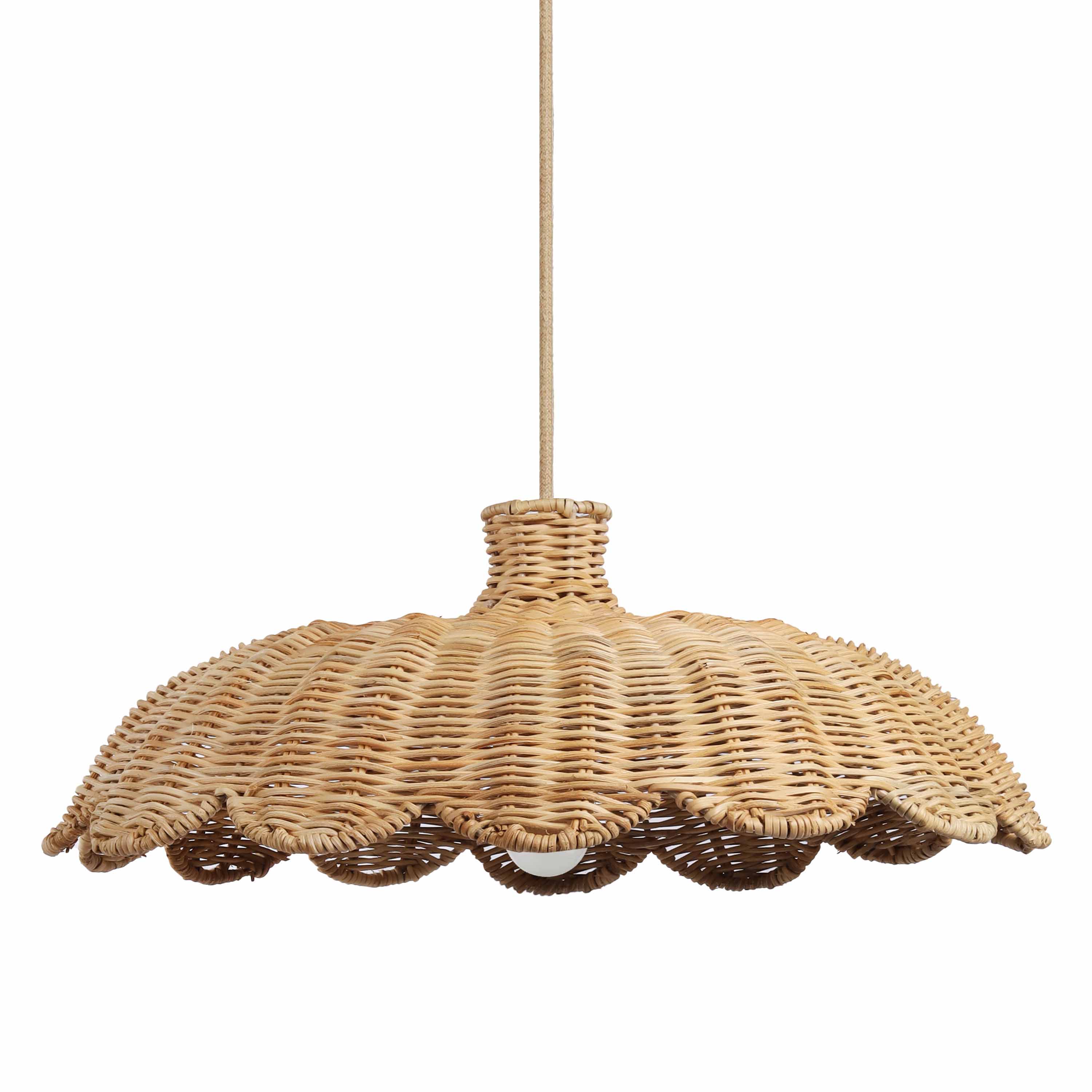 Natural and Elegant Petal Retro Rattan Pendant Light