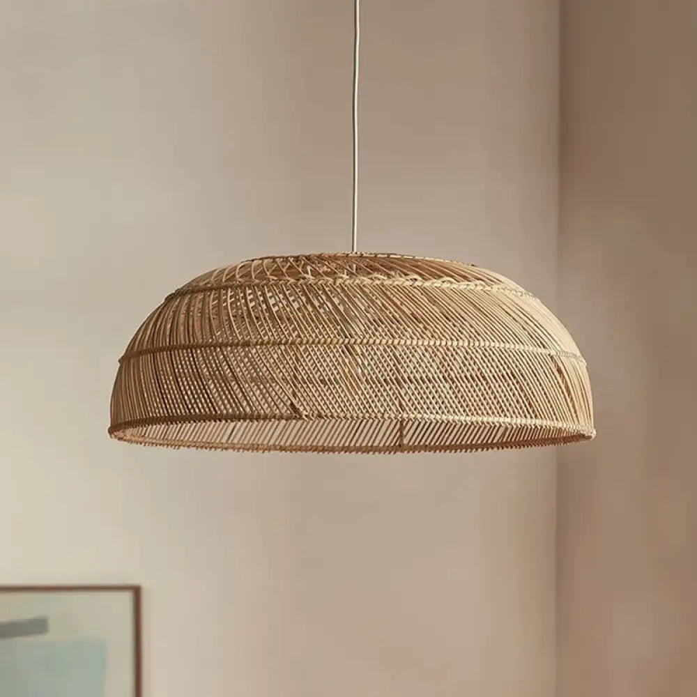 Handcrafted Rattan LED Lid-Shaped Pendant Light