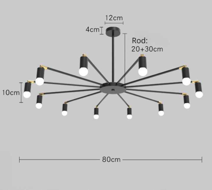 Modern Simple Chandelier Unique Ceiling Light for Living Room in Black/Gold