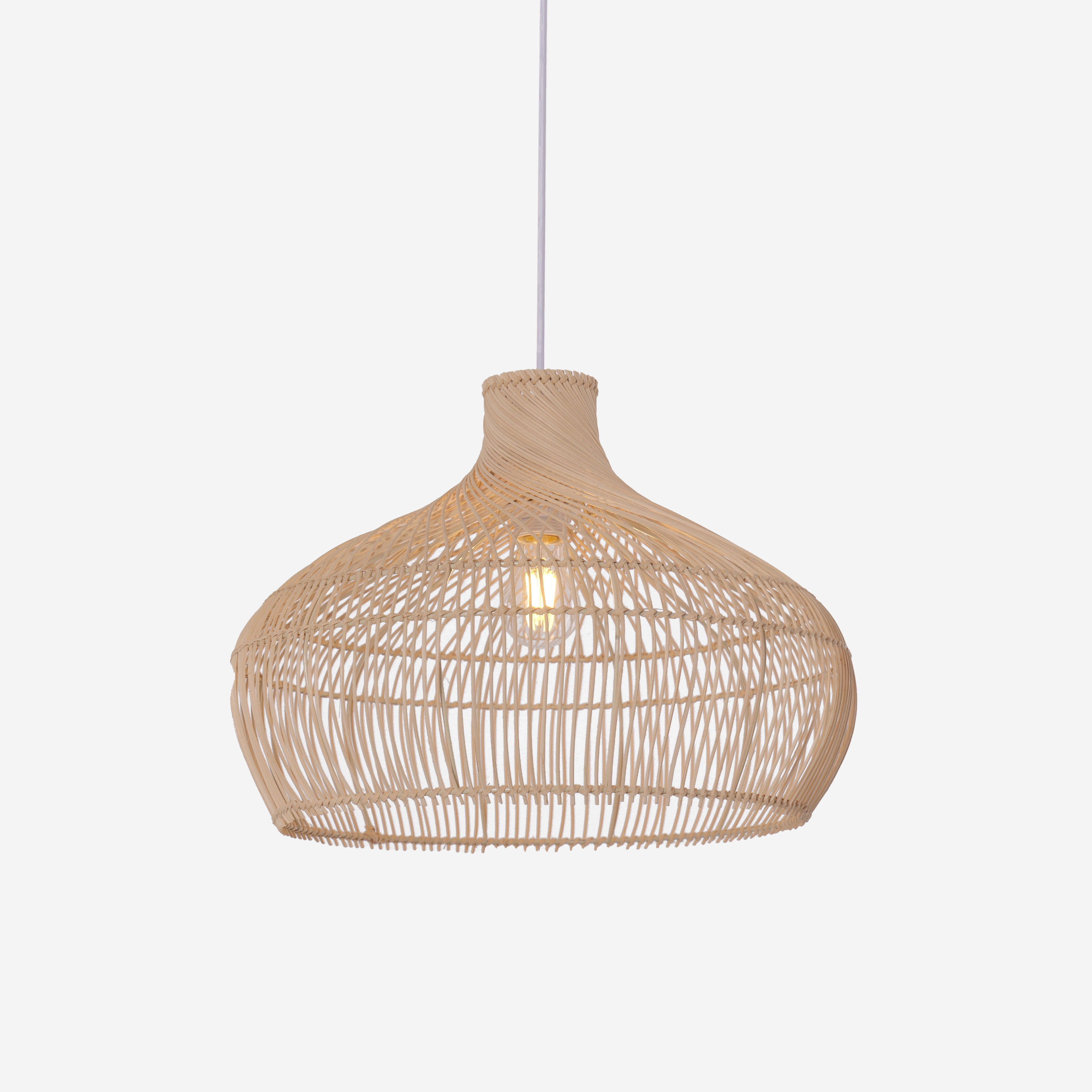 Handwoven Gourd Shaped Rattan Pendant Light