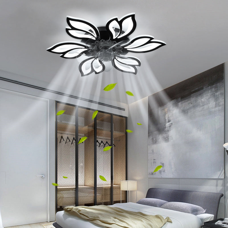 Modern Flower Shaped Ceiling Fan with Light and Remote Control