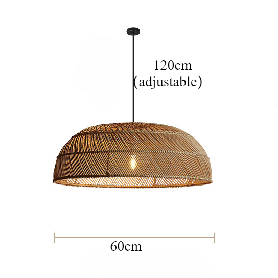 Handcrafted Rattan LED Lid-Shaped Pendant Light