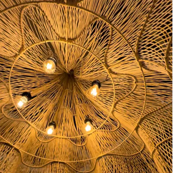 Wabi-Sabi Style Handmade Rattan Woven Pendant Light