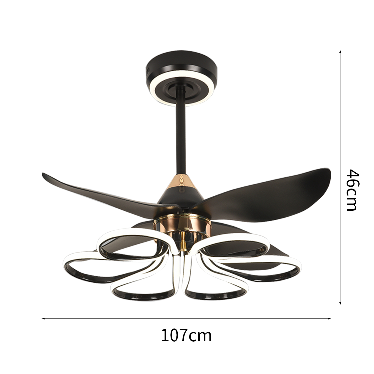 Contemporary Black Aluminum Ceiling Fan Light for Living Rooms