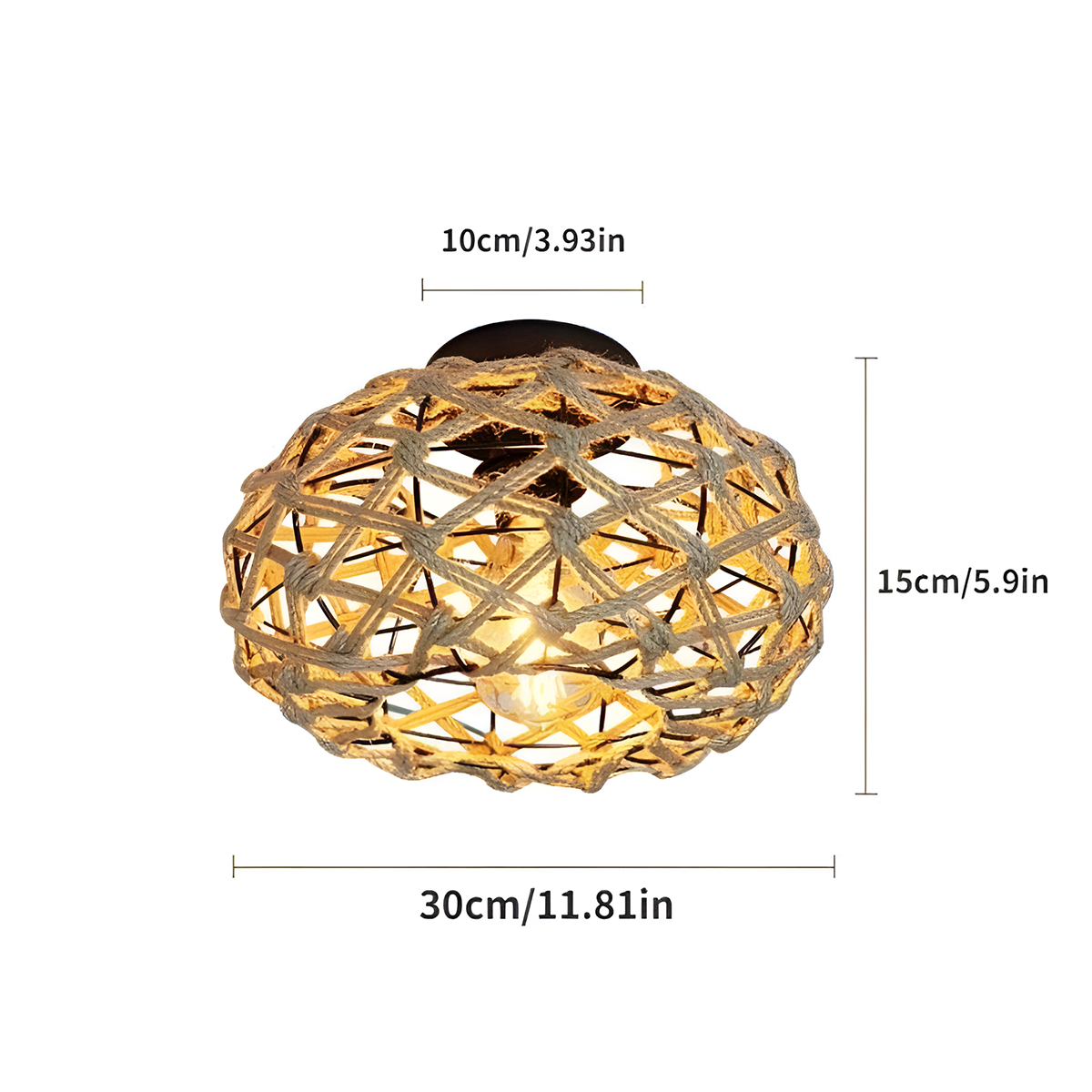 Handwoven Rustic Cozy Natural Design Paper Rope Pendant Light