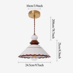 brown ceramic lace pendant light shown as a clean product view