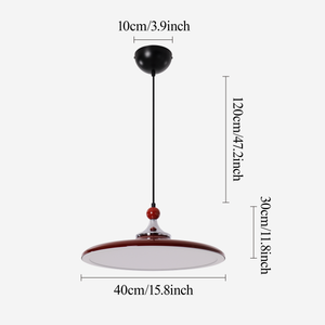 red iron pendant light shown as a clean product view
