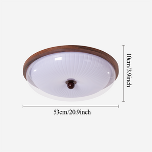 walnut ribbed acrylic ceiling light shown as a clean product view