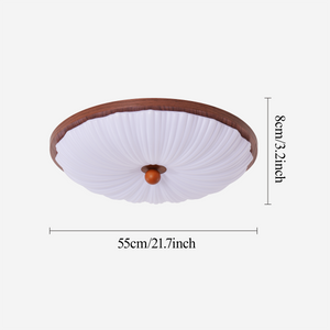 walnut scalloped acrylic ceiling light shown as a clean product view