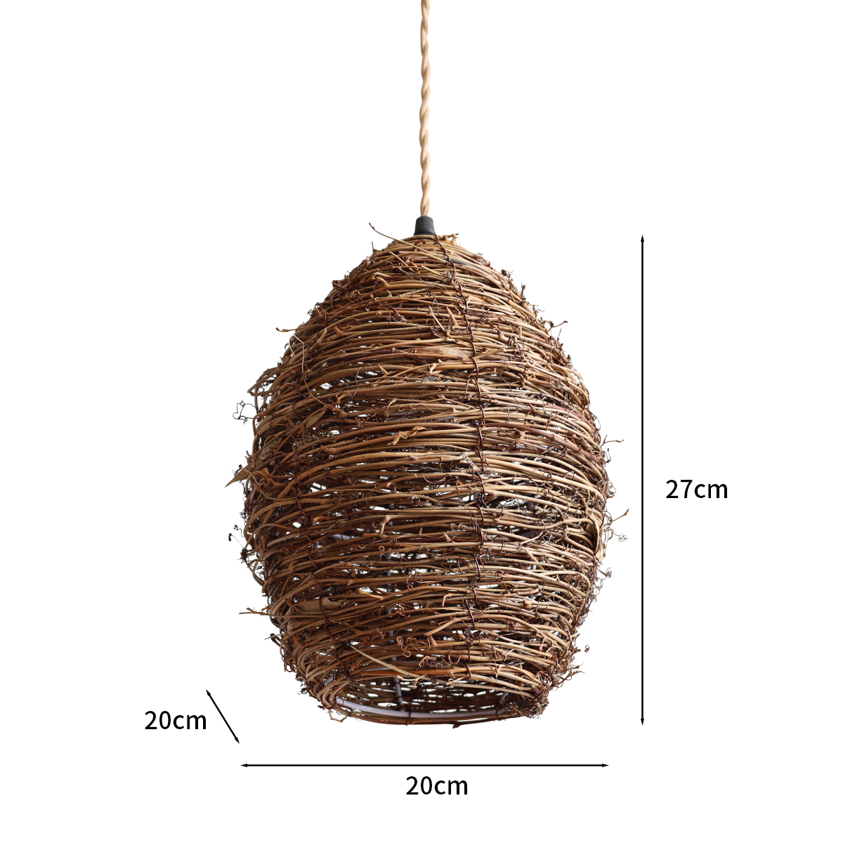 Handcrafted Rustic Woven Rattan and Iron Pendant Light