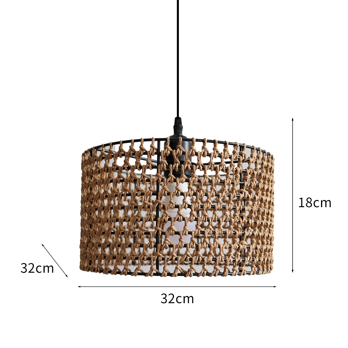 Boho Paper Rope Iron Pendant Light  for Cozy Interiors