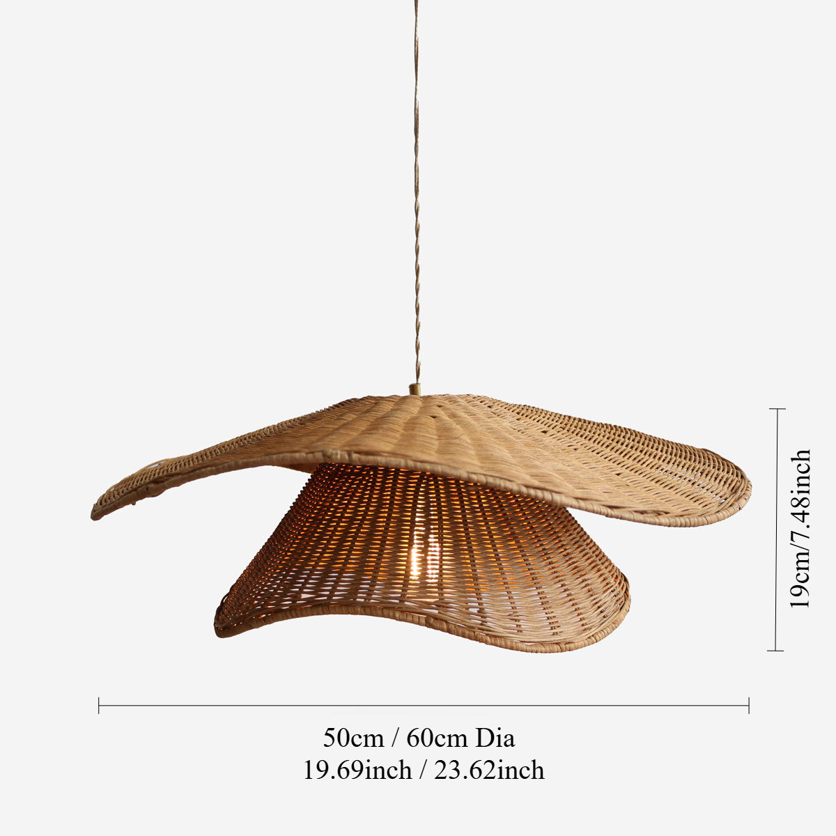 Organic Woven Rattan and Iron Pendant Light for Cozy Spaces