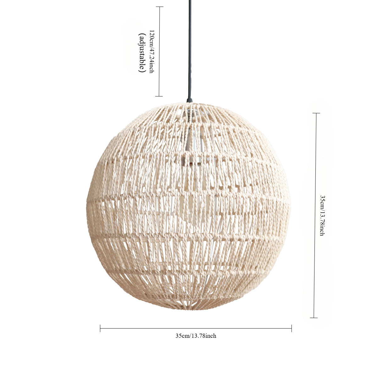 Handwoven Cotton Rope and Iron Round Pendant Light for Cozy Spaces