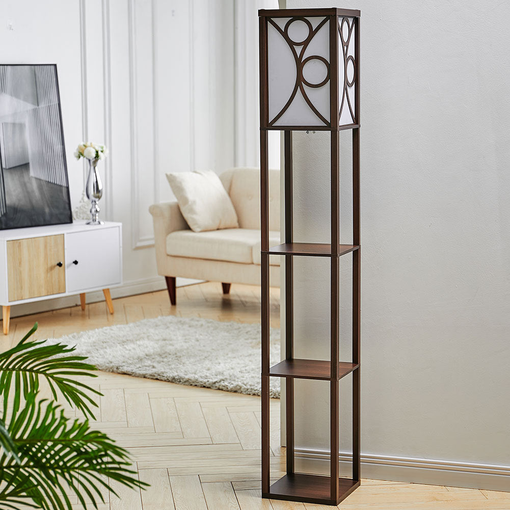 Modern Wooden Floor Lamp Shade & Shelves