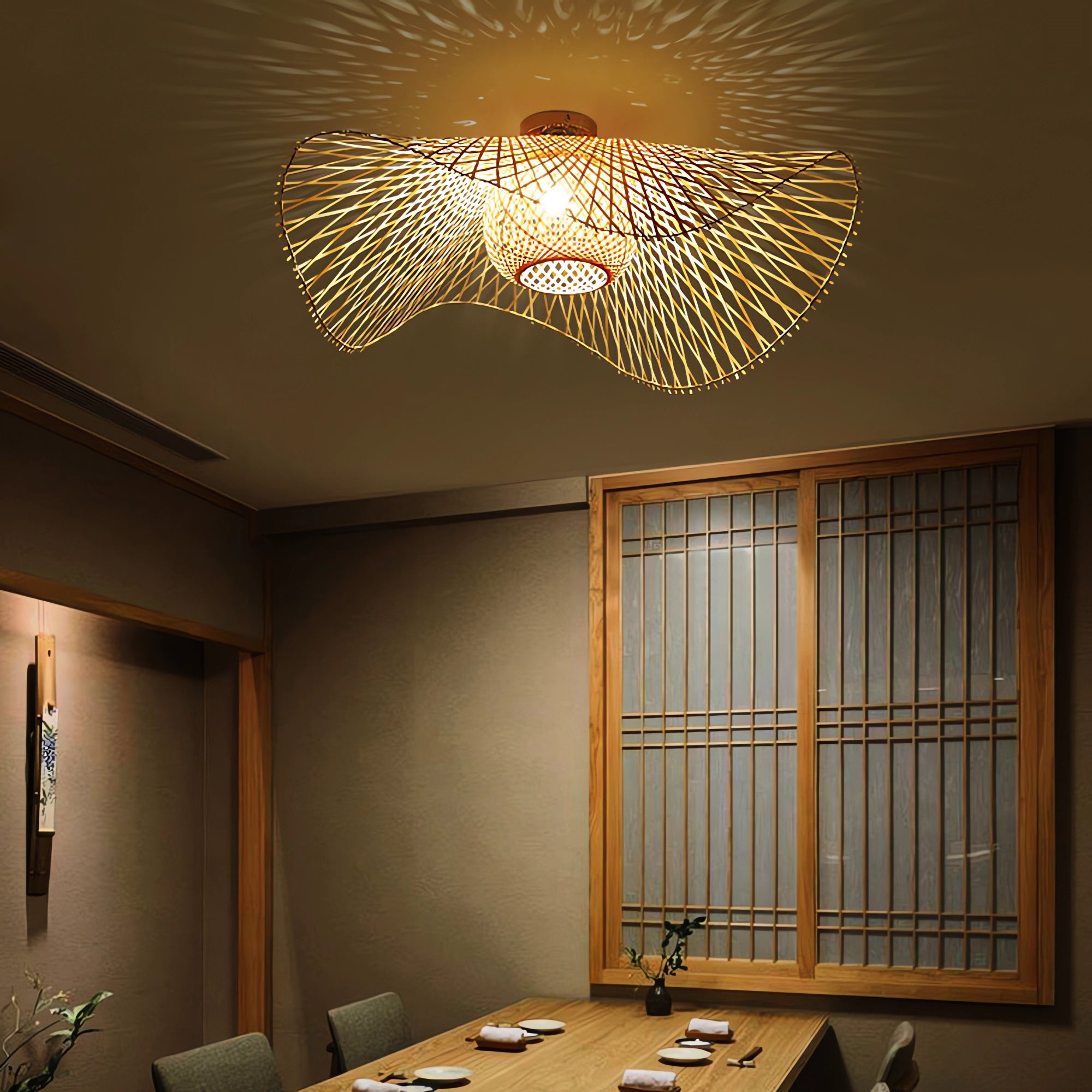 Bamboo Wave Art LED Ceiling Light