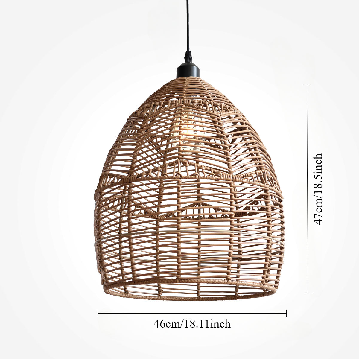 Bohemian Woven Rattan and Iron Pendant Light for Living Spaces