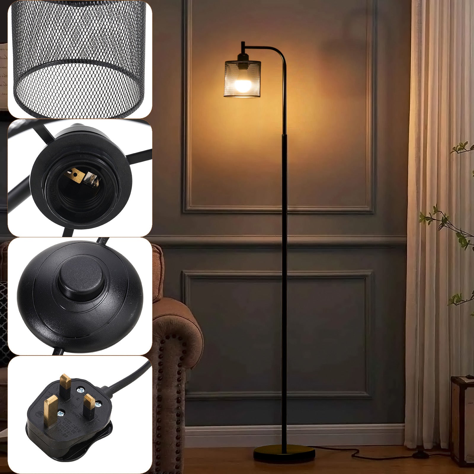 Modern Industrial Style Black Metal Floor Lamp