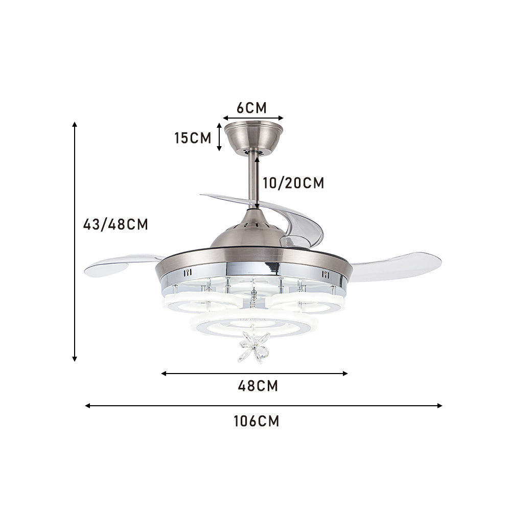 3 Light Changing Acrylic Ceiling Fan for Bedroom Living Room