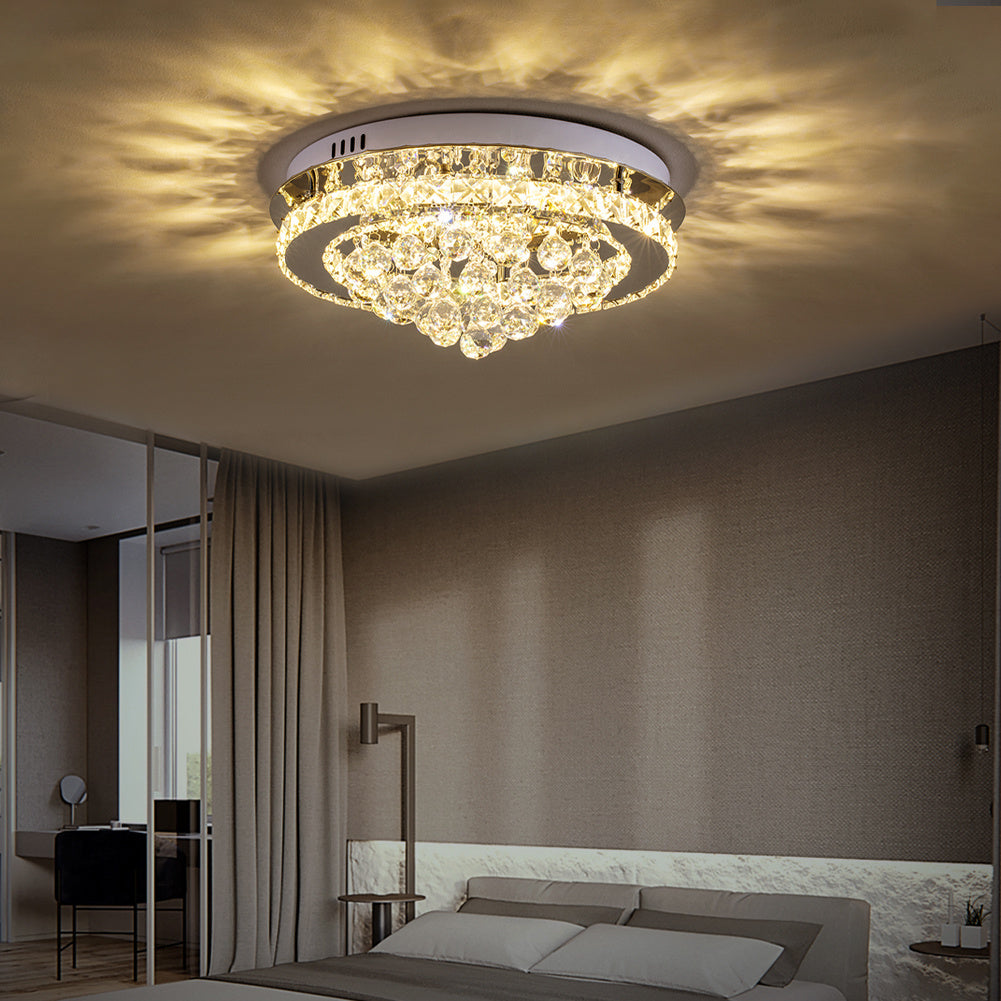 Crystal Raindrop Semi-Flush Mount LED Ceiling Light