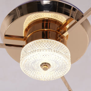 Close-up detail of Ceiling Fan with Light Gold Crystal Design & Adjustable Color