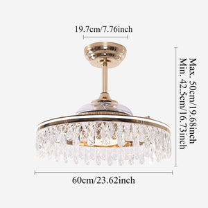 Close-up detail of Ceiling Fan with Light Gold Crystal Design & Adjustable Color