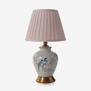 Grey Chinoiserie Hand-Painted Ceramic Table Lamp table lamp on white