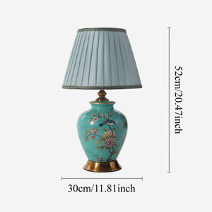 Size chart for Turquoise Chinoiserie Hand-Painted Ceramic Table Lamp table