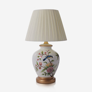 White Chinoiserie Hand-Painted Ceramic Table Lamp table lamp on white