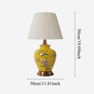 Size chart for Yellow-Single Bird Chinoiserie Hand-Painted Ceramic Table Lamp table