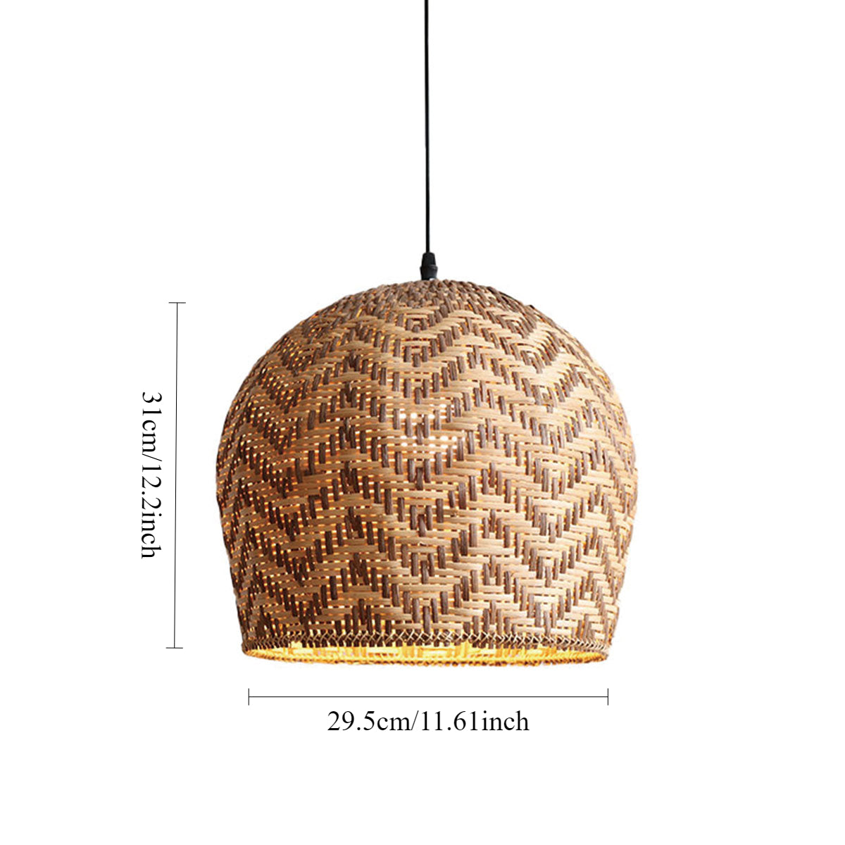 Elegant Woven Rattan Pendant Light with Wave Details