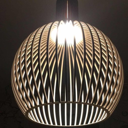 Scandinavian LED Wooden Birdcage Pendant Light