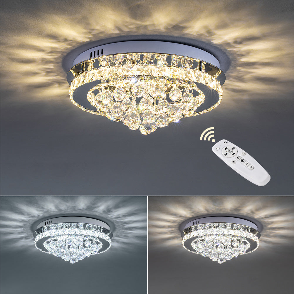 Crystal Raindrop Semi-Flush Mount LED Ceiling Light