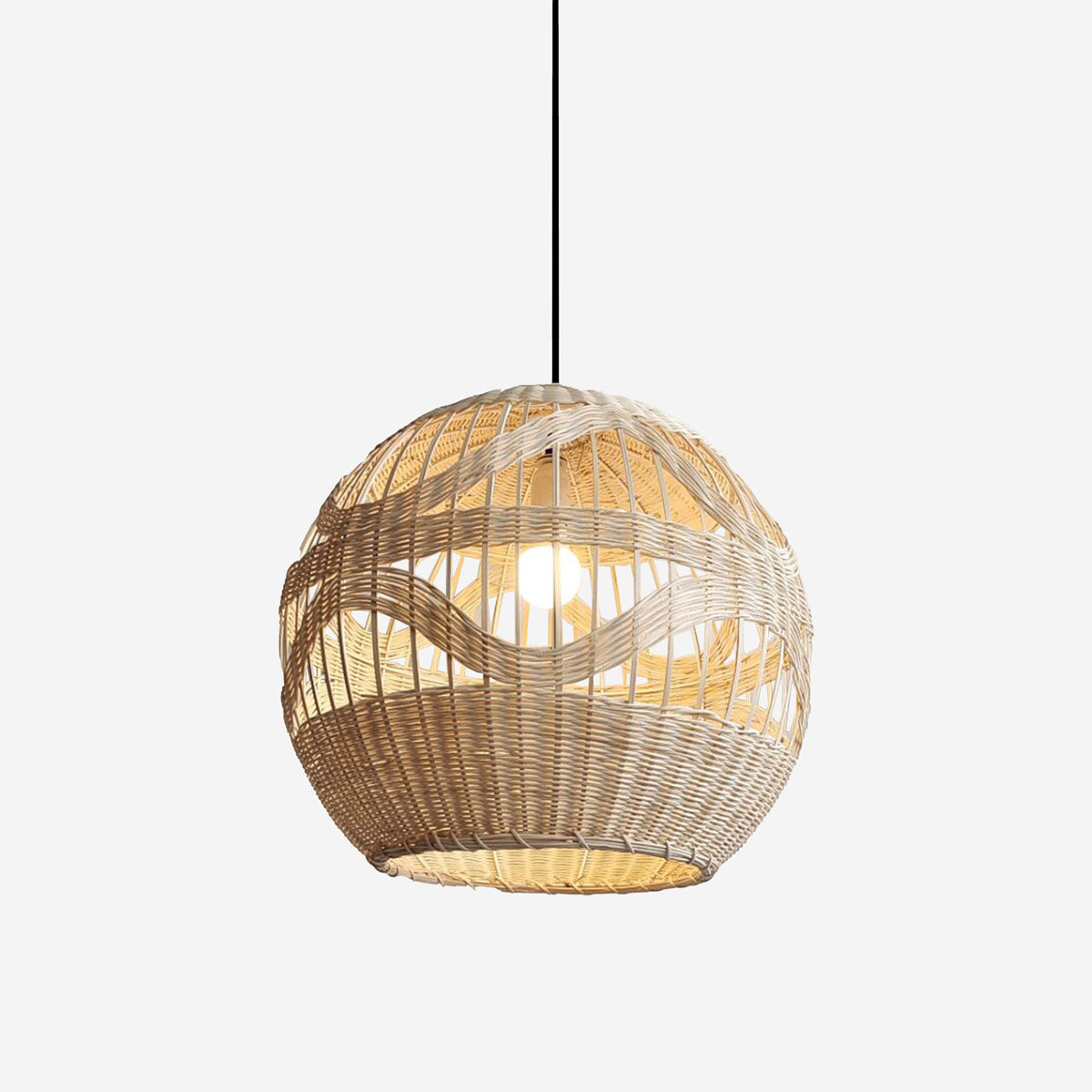 Boho-Chic Handcrafted Rattan Pendant Light with Warm Ambient Glow