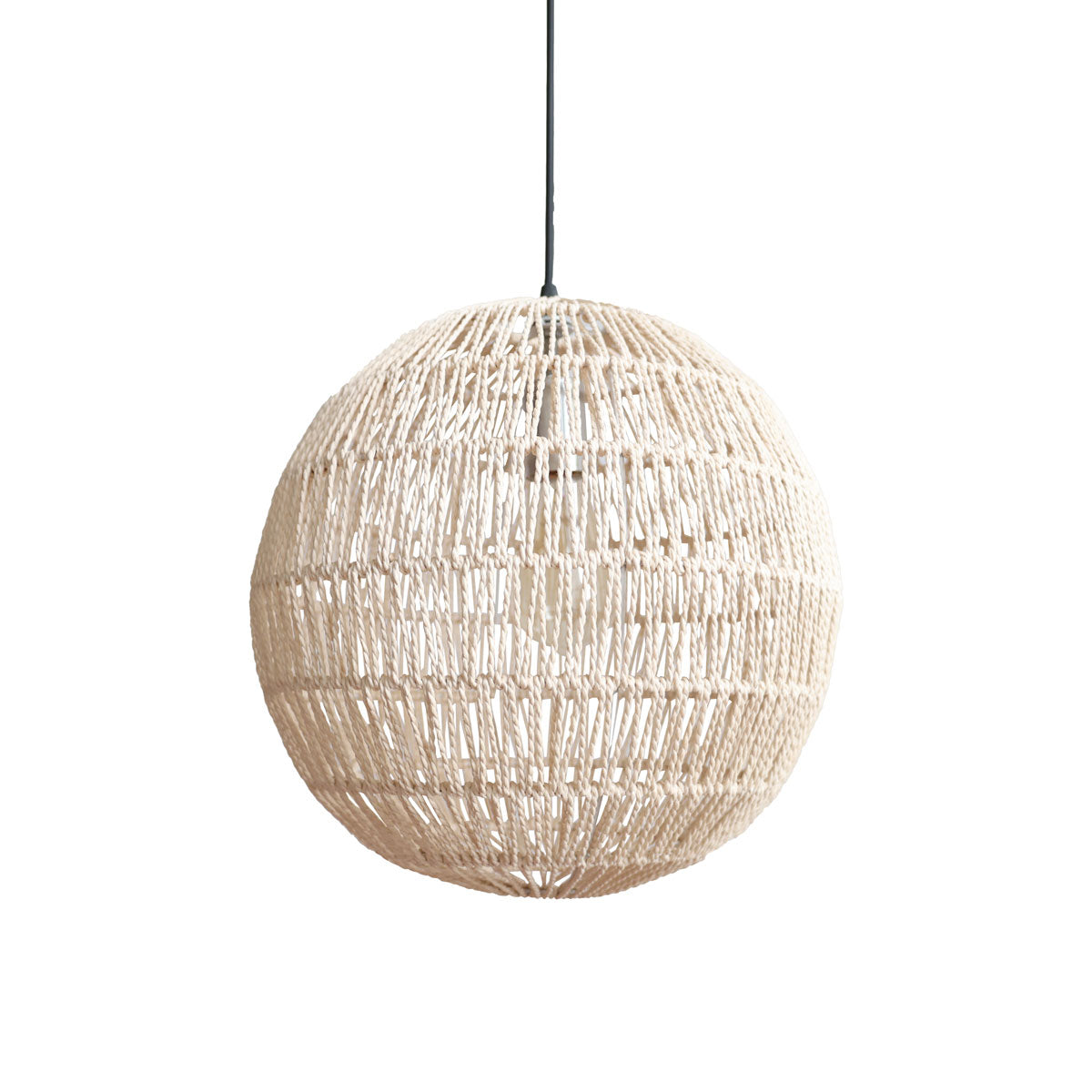 Handwoven Cotton Rope and Iron Round Pendant Light for Cozy Spaces