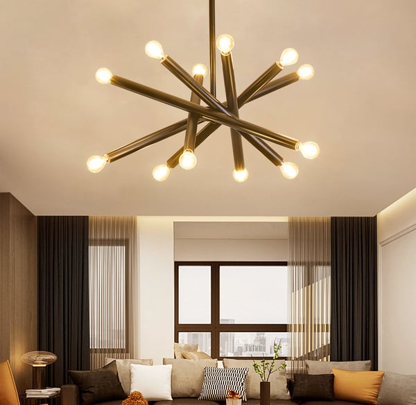 Modern Gold Cross Design Pendant Light with Hanging Rod