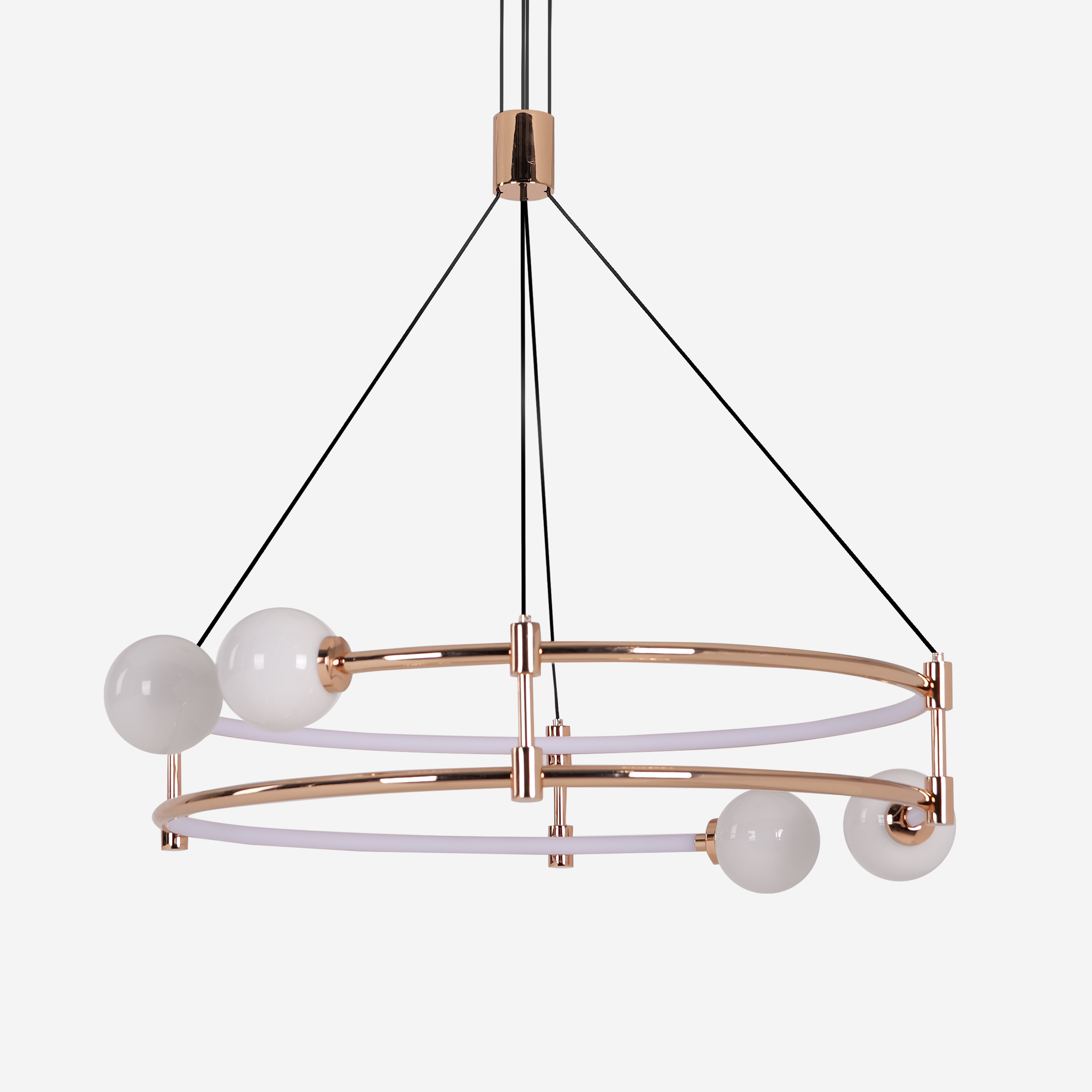 Elegant Gold Double-Ring Pendant Light with Tri-Colour Lighting