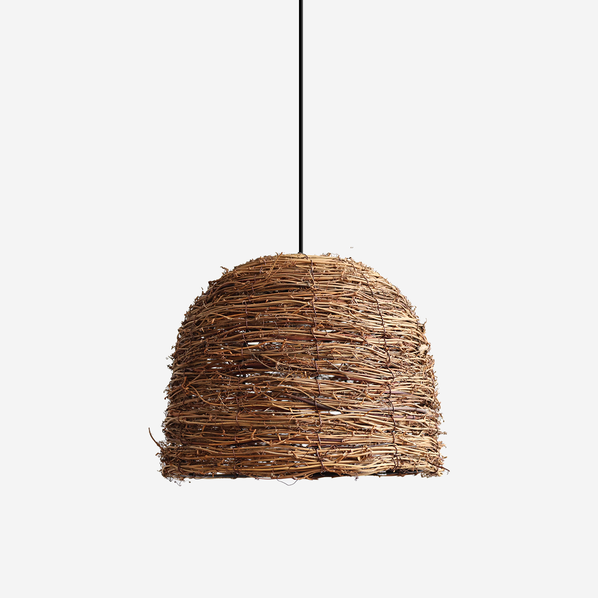 Rustic Woven Rattan Dome Pendant Light for Cozy Interiors