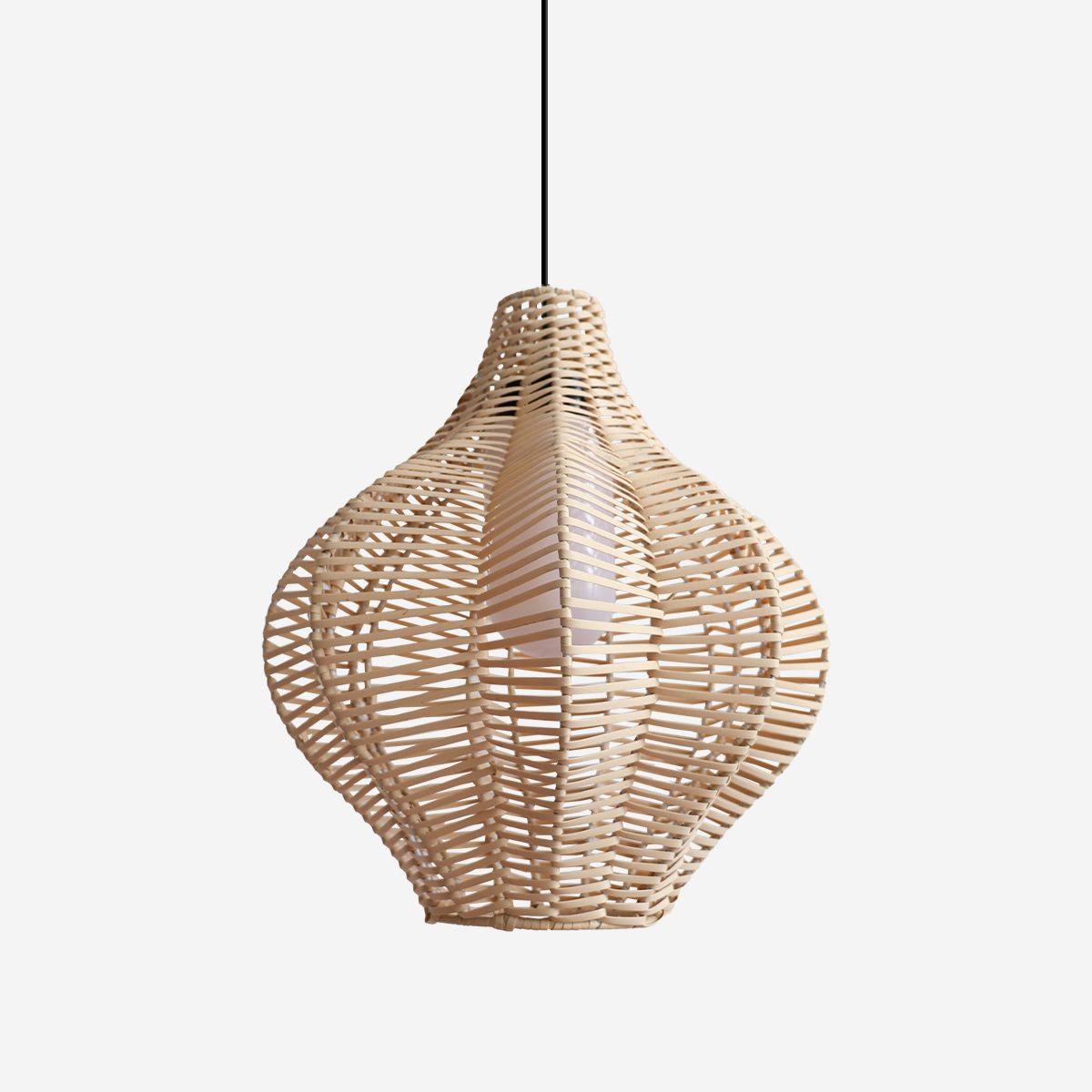 Minimalist Handmade Wooden Rattan Pendant Light